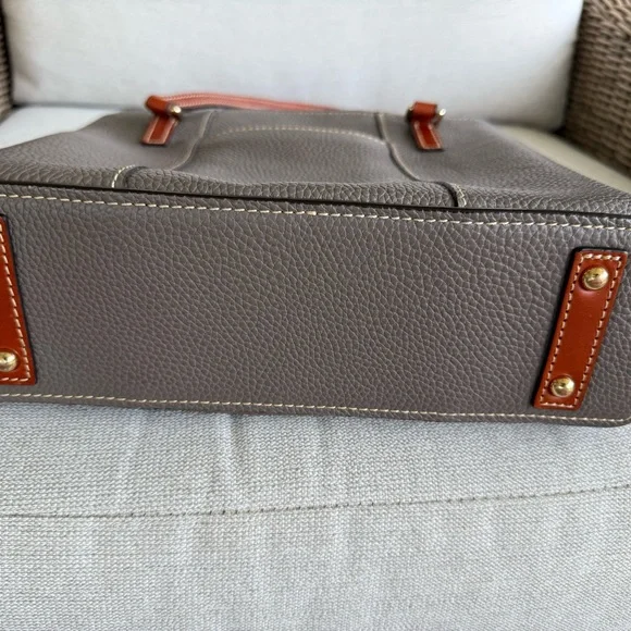 Dooney & Bourke Taupe and Brown Leather Tote - Picture 3 of 5